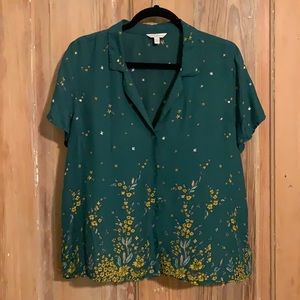 Lucky Brand green floral button down Size L